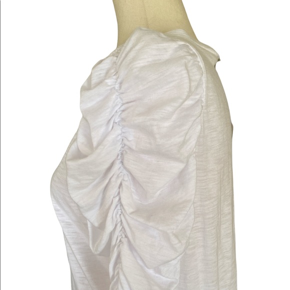 NWT Karlie Puff Ruched Sleeve White Knit Top - M - Picture 6 of 13